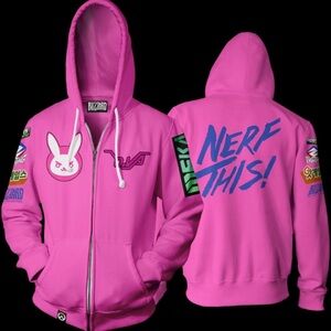 J!NX Overwatch D.Va Nerf This Ultimate Pink Hoodie Jinx Size Small Men's